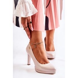 Sergio Leone Pompi clasici cu platformă de damă, bej perlat 2
