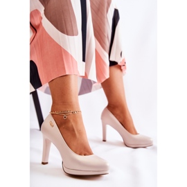 Sergio Leone Pompi clasici cu platformă de damă, bej perlat 1