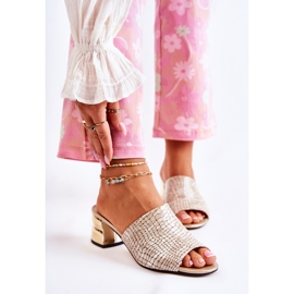 PA2 Papuci de damă din piele crocodil pe toc Bej Perry 1 PA2 Papuci de damă din piele crocodil pe toc Bej Perry 1