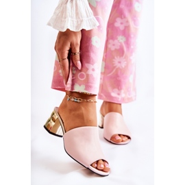 PA2 Papuci de damă din piele cu toc înalt, roz Perry 2