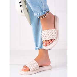 SHELOVET Papuci de dama impletiti bej 1