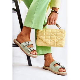 Papuci de damă clasici din piele intoarsa Casilda verde 2