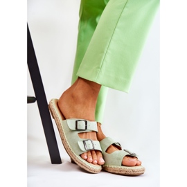 Papuci de damă clasici din piele intoarsa Casilda verde 1