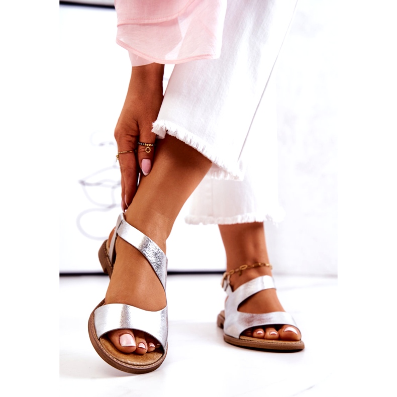 Sandale cu cataramă din piele Lewski argintiu 3041 3