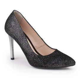 Marco Shoes Stiletto din piele naturală neagră, cu tocuri argintii negru 1