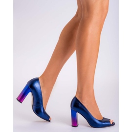 Marco Shoes Pompe 1100P bleumarin cu toc multicolor albastru marin 1