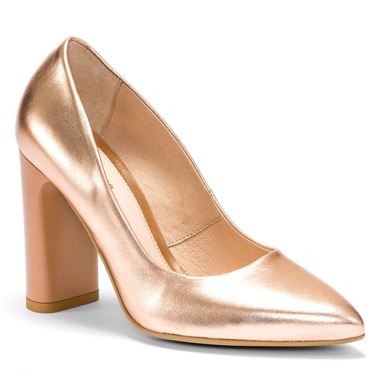 Marco Shoes Navetă elegantă din piele metalică, cu toc mai înalt multicolor portocale 2