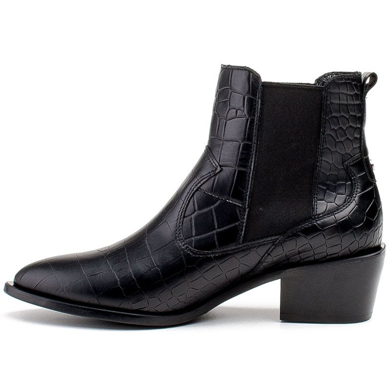 Marco Shoes Cizme de damă în stil cowboy cu motiv din piele de șarpe negru 2