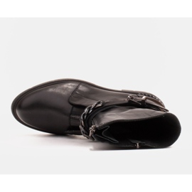 Marco Shoes Ghete din piele cu lanț, cataramă și fermoar. Capcanii negru 2 Marco Shoes Ghete din piele cu lanț, cataramă și fermoar. Capcanii negru 2
