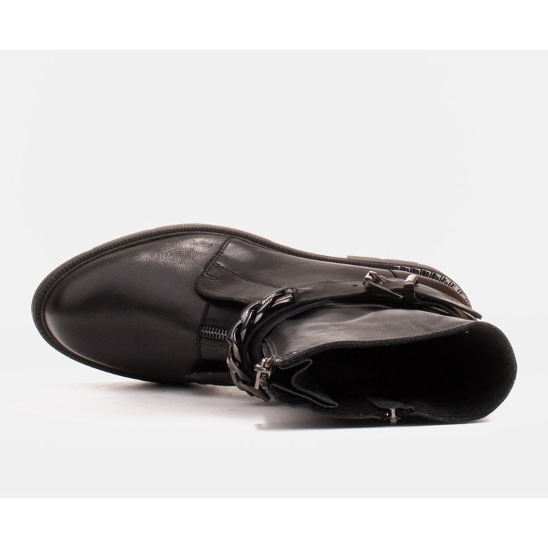 Marco Shoes Ghete din piele cu lanț, cataramă și fermoar. Capcanii negru 2 Marco Shoes Ghete din piele cu lanț, cataramă și fermoar. Capcanii negru 2
