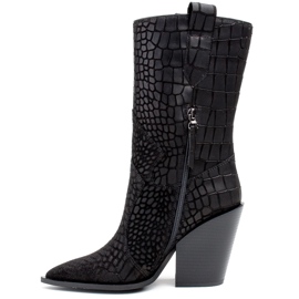 Marco Shoes Cizme Marco 1408K cizme de cowboy cu un motiv animal negru 1 Marco Shoes Cizme Marco 1408K cizme de cowboy cu un motiv animal negru 1