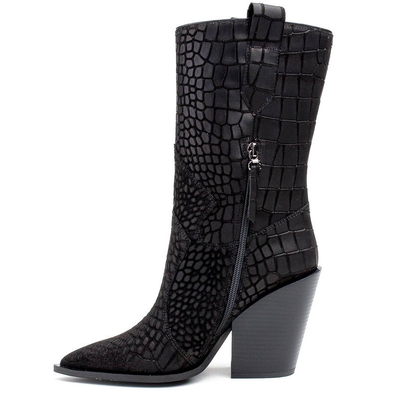 Marco Shoes Cizme Marco 1408K cizme de cowboy cu un motiv animal negru 1