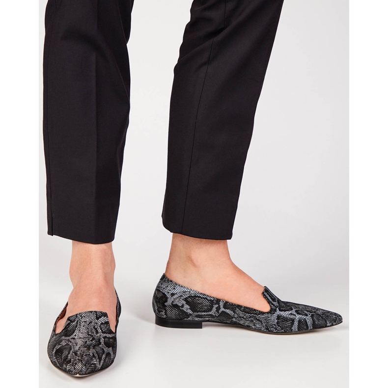 Marco Shoes Domnii negri din piele de șarpe negru 2