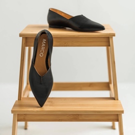 Marco Shoes Balerini de dama negri Marco 1285P cu decupaj negru 2