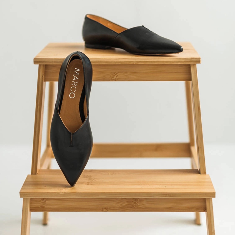 Marco Shoes Balerini de dama negri Marco 1285P cu decupaj negru 2