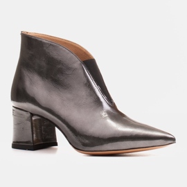 Marco Shoes 1460B cizme subțiri din piele gri, cu partea superioară din cauciuc 1