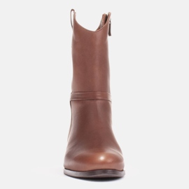 Marco Shoes Cizme Marco cu tocuri mici din piele naturală delicată maro 1