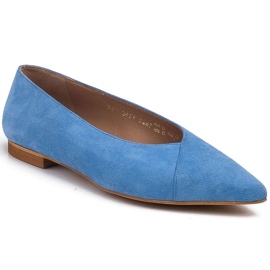 Marco Shoes Balerini albastru din piele intoarsa naturala 1
