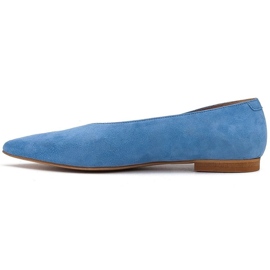 Marco Shoes Balerini albastru din piele intoarsa naturala 2