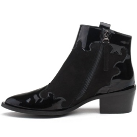 Marco Shoes Cizme negre din piele de căprioară naturală cu adaos de lac negru 2