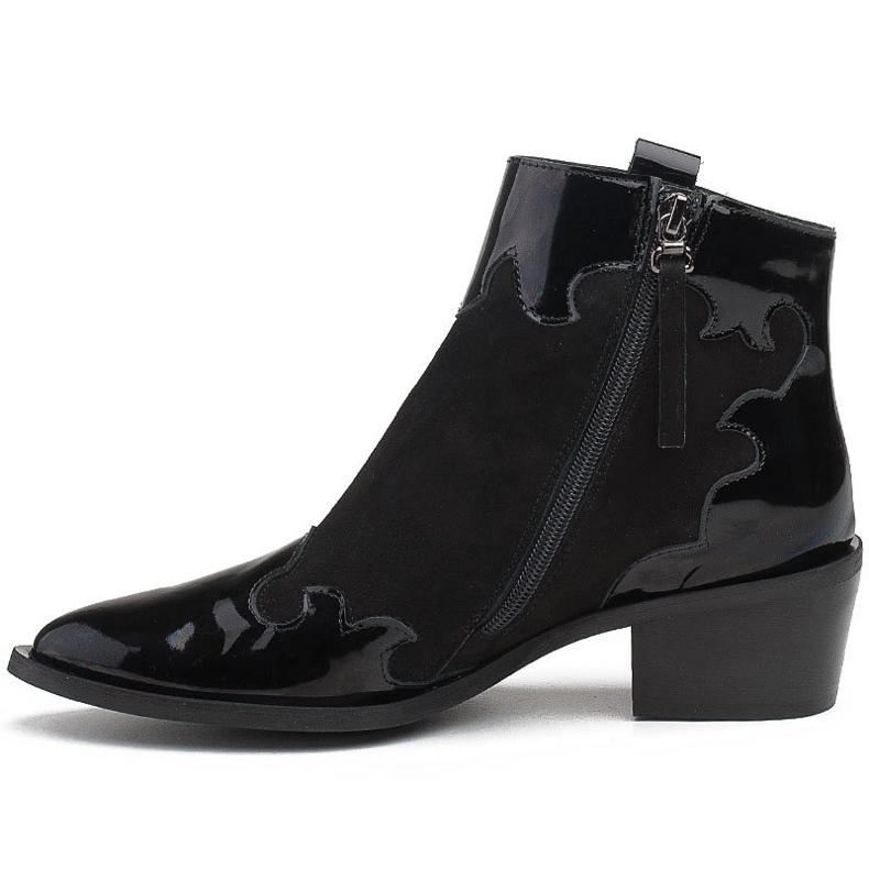 Marco Shoes Cizme negre din piele de căprioară naturală cu adaos de lac negru 2