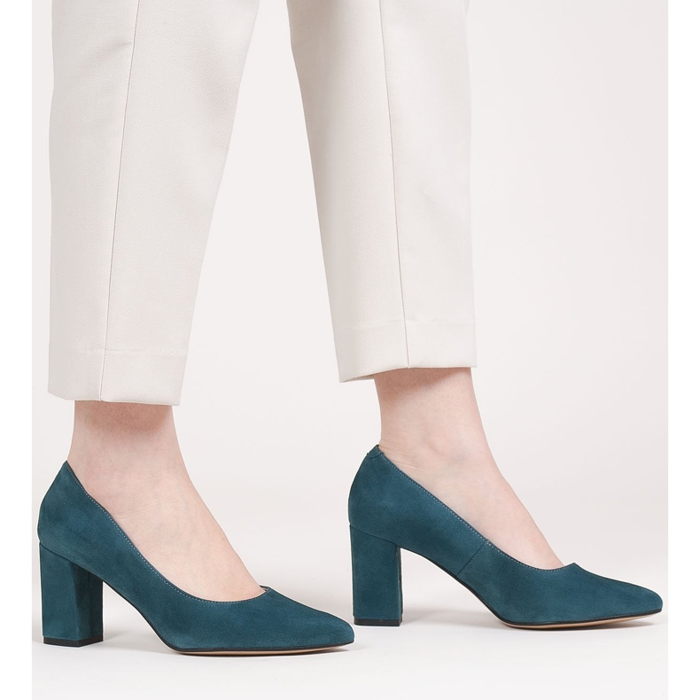 Marco Shoes Pompe albastre din piele de căprioară naturală albastru 1