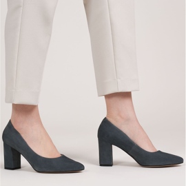 Marco Shoes Pompele gri din piele de căprioară naturală 1