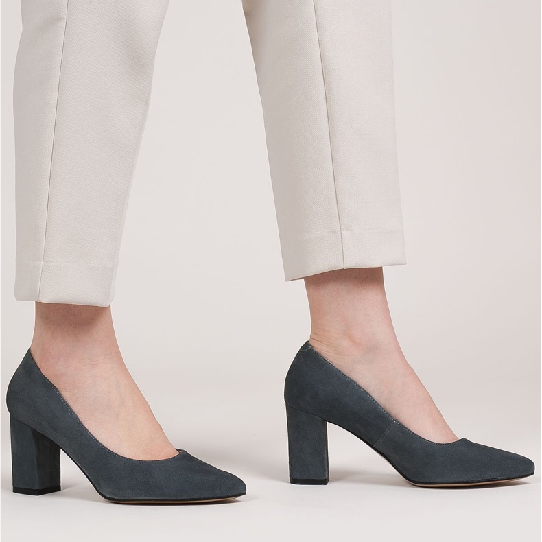 Marco Shoes Pompele gri din piele de căprioară naturală 1