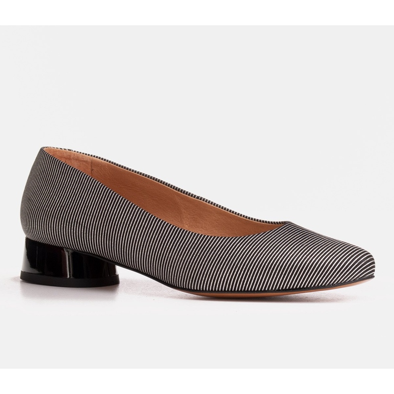 Marco Shoes Balerini cu dungi din piele de cereale negru 1