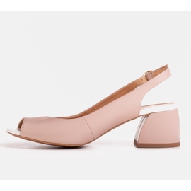 Marco Shoes Sandală 1506P din piele roz cu toc stabil 1