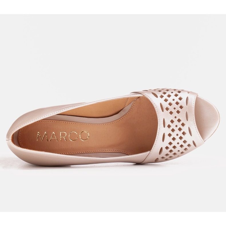 Marco Shoes Pompele bej cu partea frontală perforată decorativă 2