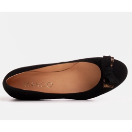 Marco Shoes Balerini din piele neagră cu fundă negru 2