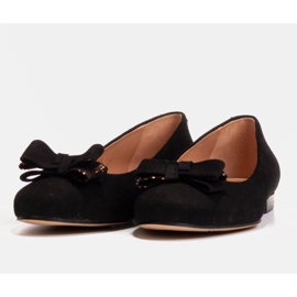 Marco Shoes Balerini din piele neagră cu fundă negru 4