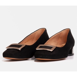 Marco Shoes Pompe din piele de căprioară neagră cu înfrumusețare negru 1