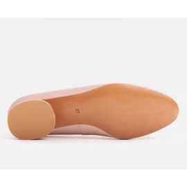 Marco Shoes Balerini din piele roz cu decor auriu 2