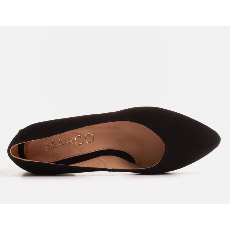 Marco Shoes Pompe din piele neagră cu toc cromat negru 1