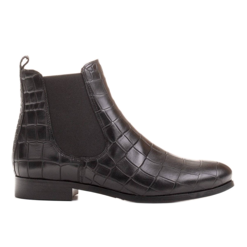 Marco Shoes Ghete plate din piele cu cauciuc elastic în partea superioară negru 1 Marco Shoes Ghete plate din piele cu cauciuc elastic în partea superioară negru 1