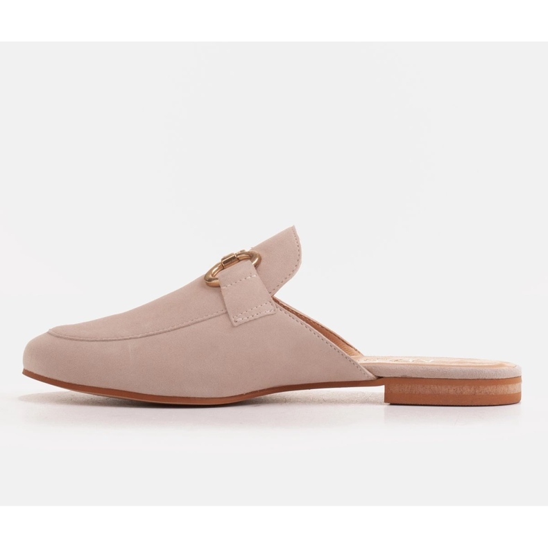 Marco Shoes Papuci de piele de căprioară pentru femei, cu un ornament bej 2