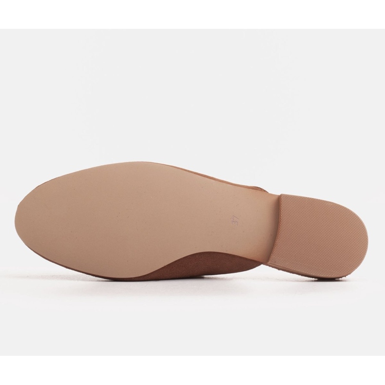 Marco Shoes Papuci de piele de căprioară pentru femei, cu un ornament maro 1