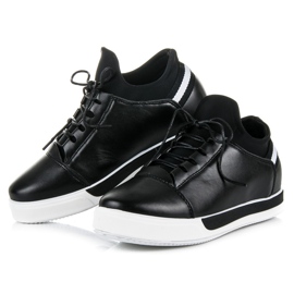 Ideal Shoes Pantofi sport negri cu șireturi negru 2 Ideal Shoes Pantofi sport negri cu șireturi negru 2