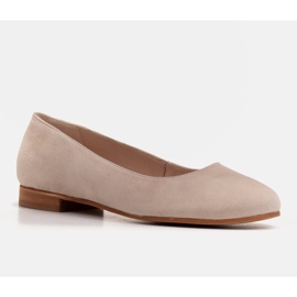 Marco Shoes Balerini elegante din piele intoarsa naturala bej 1