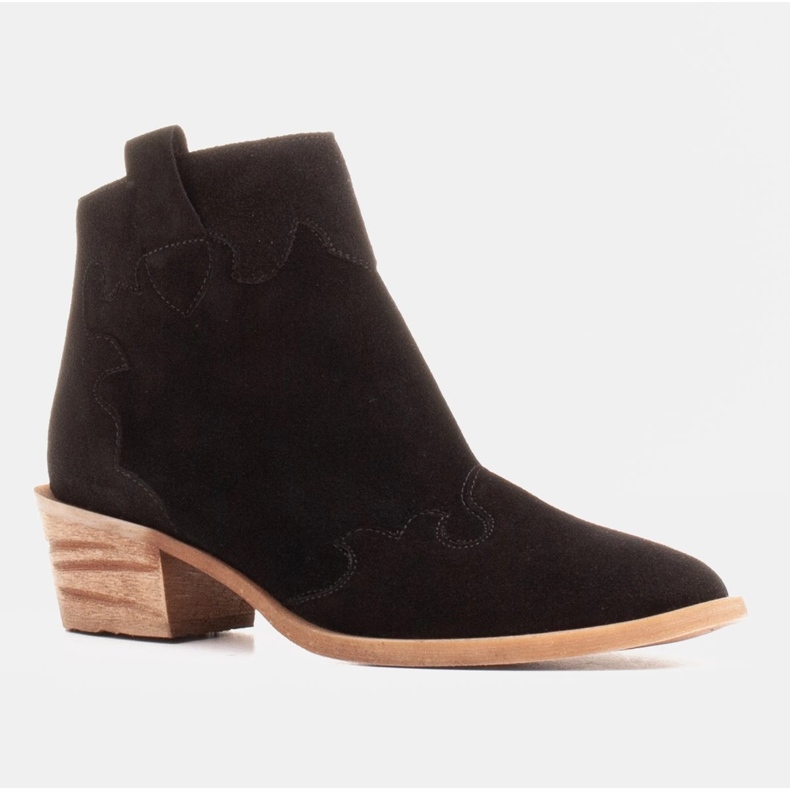 Marco Shoes Botine elegante din piele cu tocuri joase negru 2