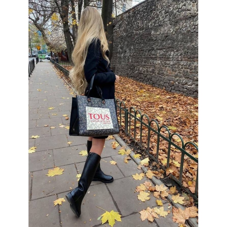 Marco Shoes Cizme plate înalte din piele naturală gofrată negru 1