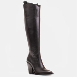 Marco Shoes Cizme înalte pentru femei, cizme de cowboy din piele naturală negru 1