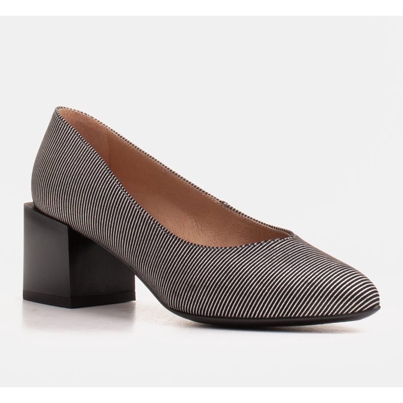 Marco Shoes Pompele de damă din piele naturală, moale, cu dungi argintii negru 1