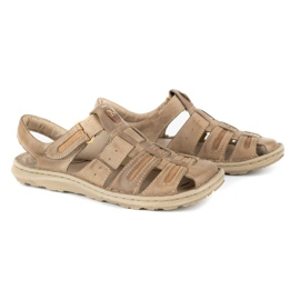 Olivier Sandale de vara din piele barbati 230MA bej 2