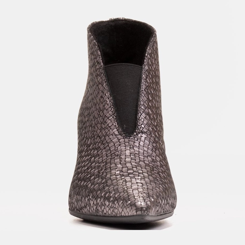 Marco Shoes 1460B cizme subțiri din piele gri, cu partea superioară din cauciuc 1