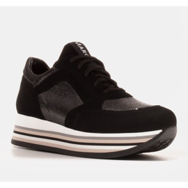 Marco Shoes Adidași ușori pe talpă groasă din piele naturală negru 1