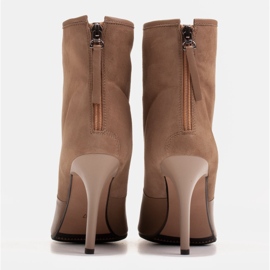 Marco Shoes Cizme de damă pe toc înalt într-o combinație de piele și piele de căprioară bej 4
