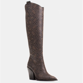 Marco Shoes Cizme înalte pentru femei, cizme de cowboy din piele naturală maro 1 Marco Shoes Cizme înalte pentru femei, cizme de cowboy din piele naturală maro 1